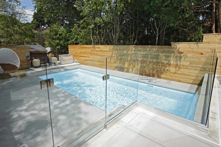 concrete plunge pool brisbane with glass fence