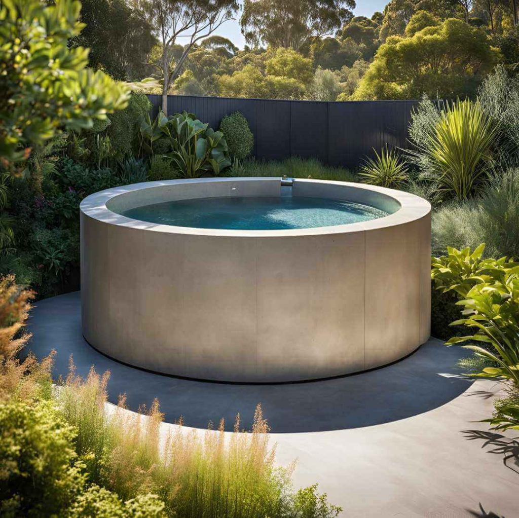 Round above ground plunge pool