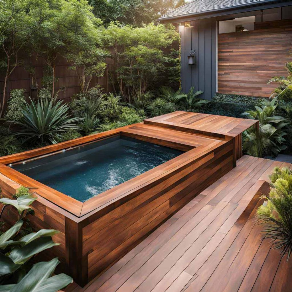 Square above ground plunge pool